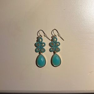 Turquoise dangly gem stone earrings